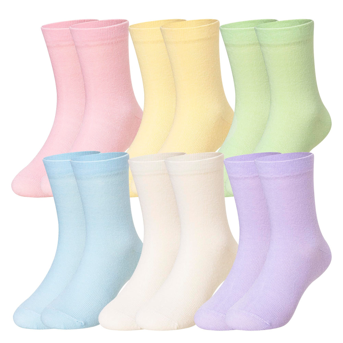 Eocom Girls Socks Little Kids Crew Socks Cotton Cute Youth Dress Socks 6 Pairs