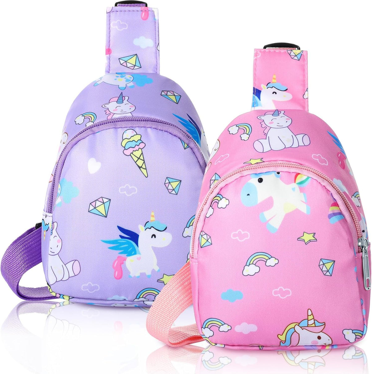 2 Pcs Kids Crossbody Bag, Sling Coin Pouch Unicorn, classic