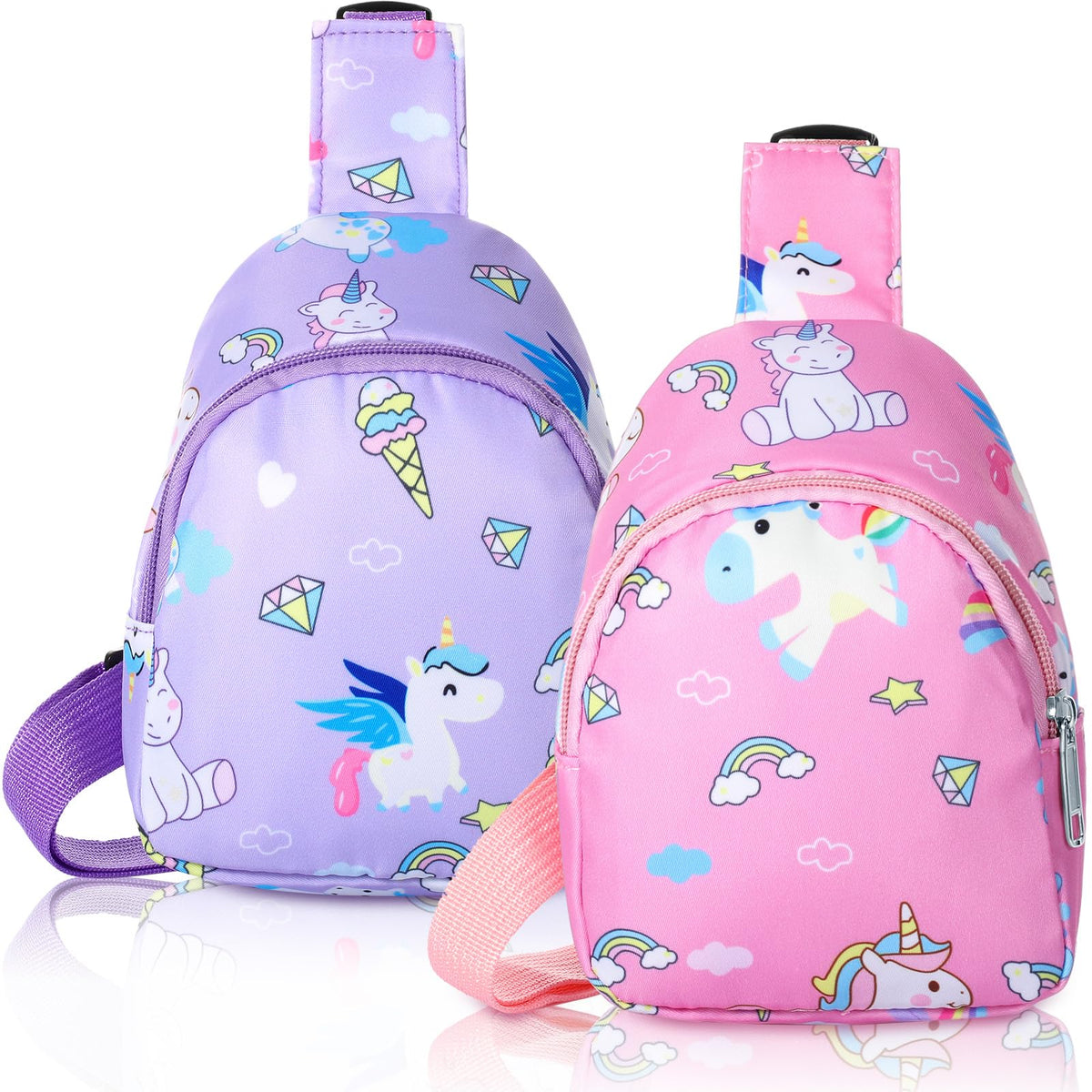 2 Pcs Kids Crossbody Bag, Sling Coin Pouch Unicorn, classic