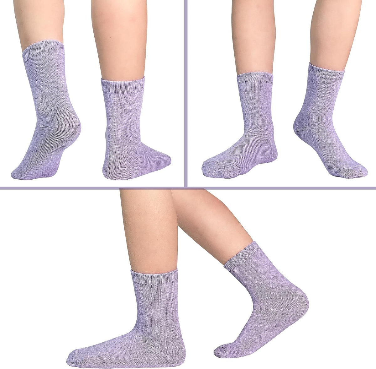 12 Pairs Girls Crew Socks, Colorful School Socks Ages 1-14