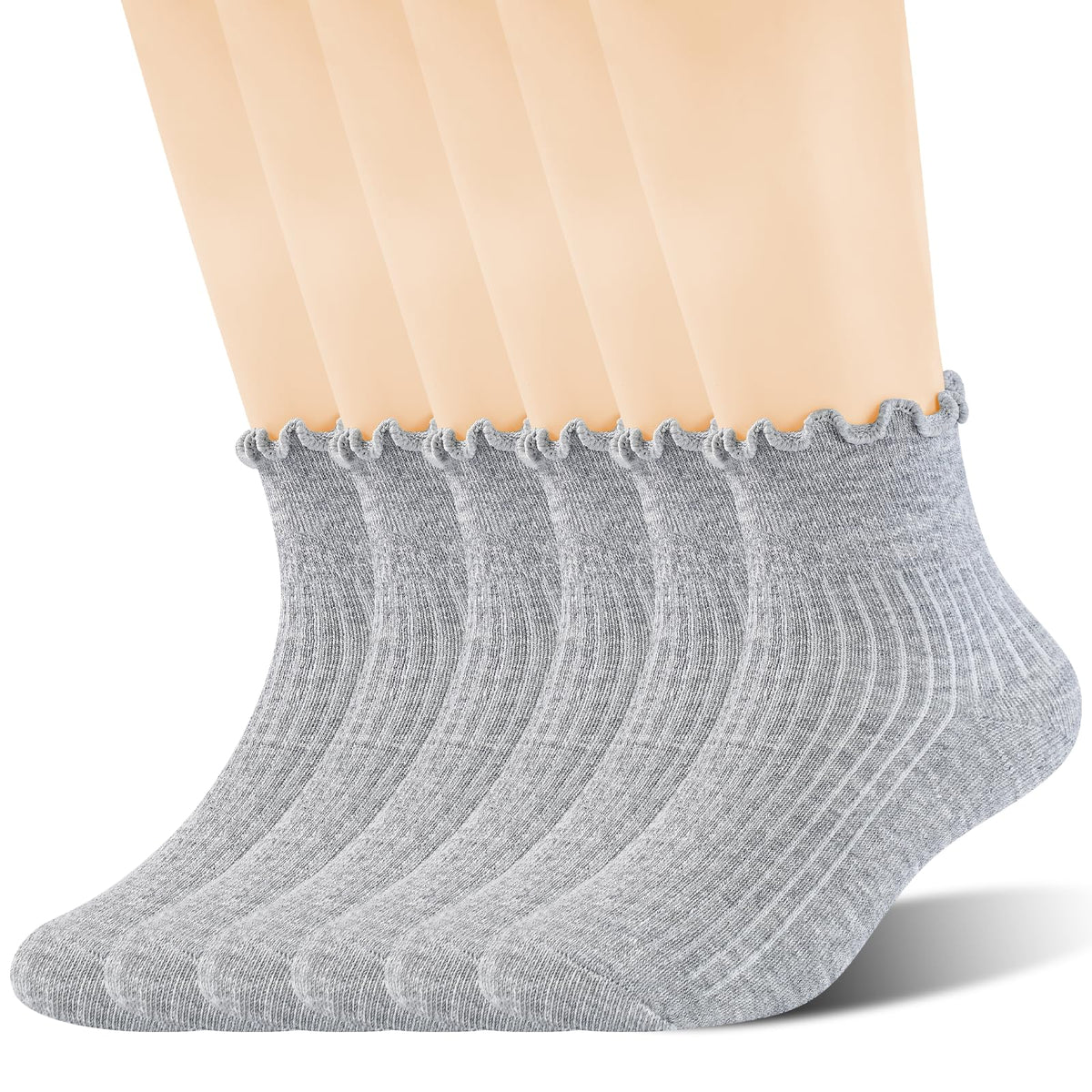 Age 3-10 Girls 100% Cotton Ruffle Socks, Cute Soft Breathable Frilly Dress Socks for Girls