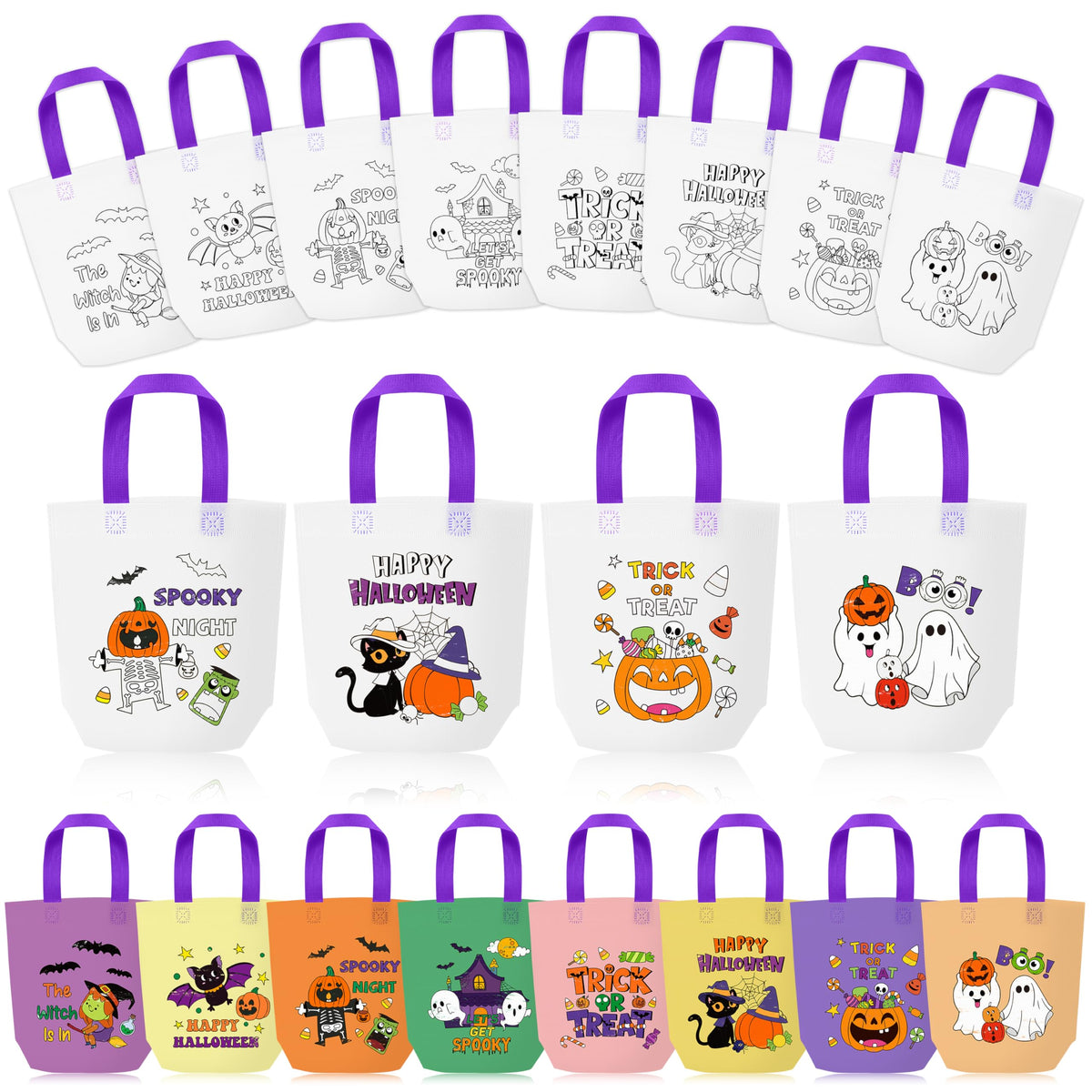 24Pcs Cartoon Coloring Goodie Bags for Kids Party Favor Classroom Reward