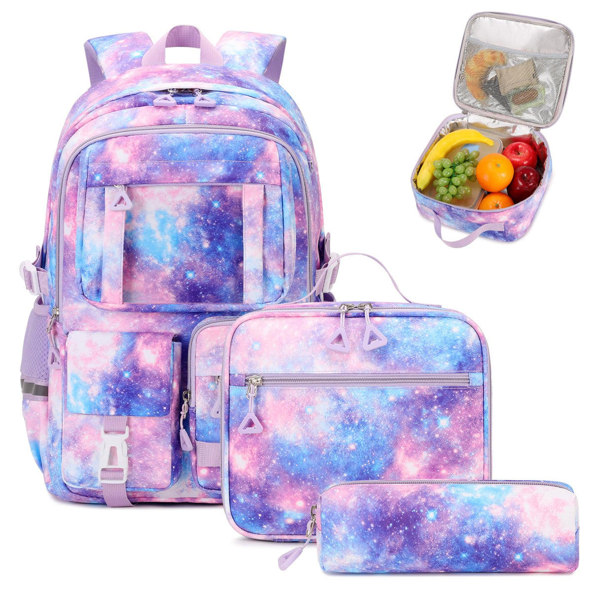 PIG PIG GIRL Kids Backpack for Girls - School Bags for Middle School Students - Book Bag for Elementary Primary - Kawaii Ita Backpack - Purple