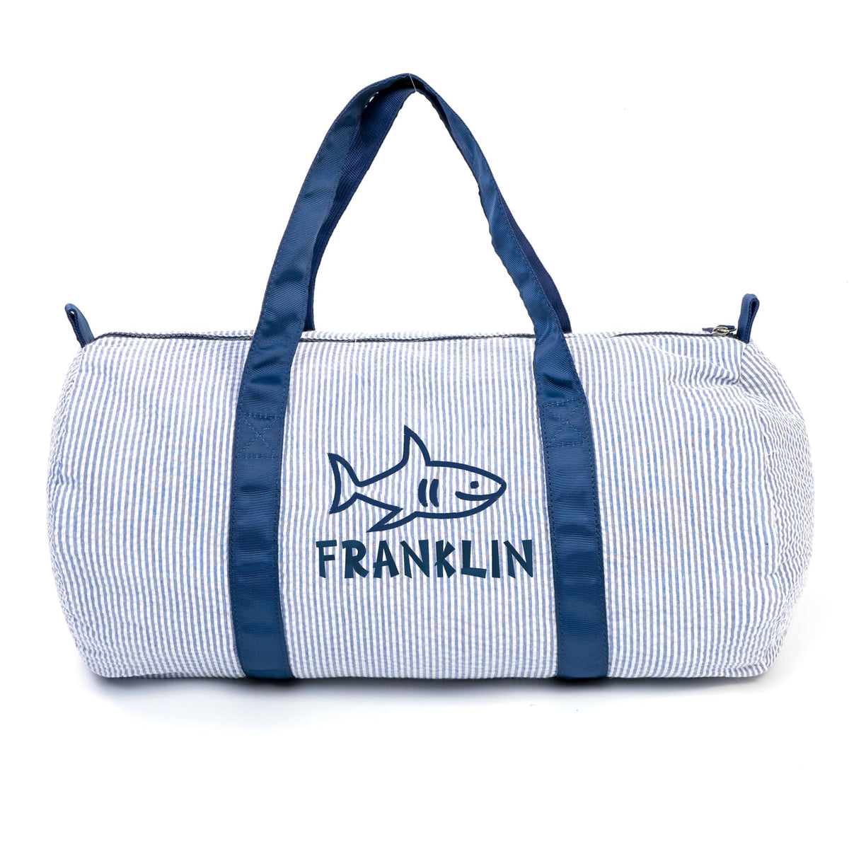 MT WORLD Personalized Duffle Bag for Kid Seersucker Cloth Overnight Duffel Bag with Name Toddler Travel Bag Custom Weekender Bag Child Small Sports Gym Ballet Dance bag Little Girls Boys (Light Blue)
