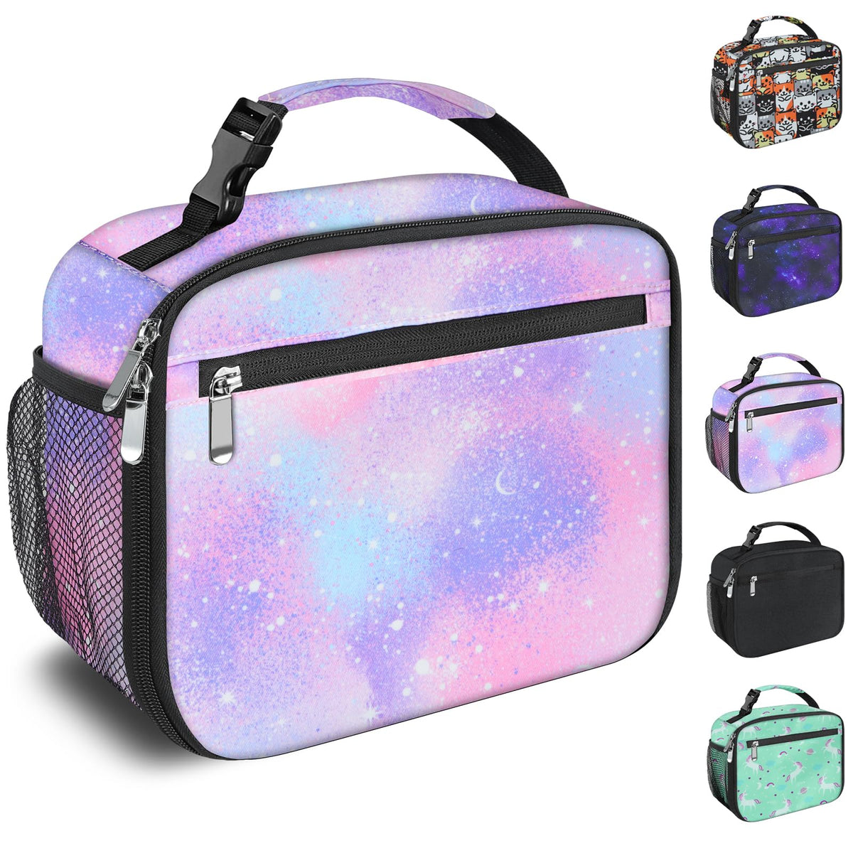 Kids Lunch Box for Boys Girls Lunch Bag Insulated Durable Lunchbox Children Lunch Tote Bag for School Black