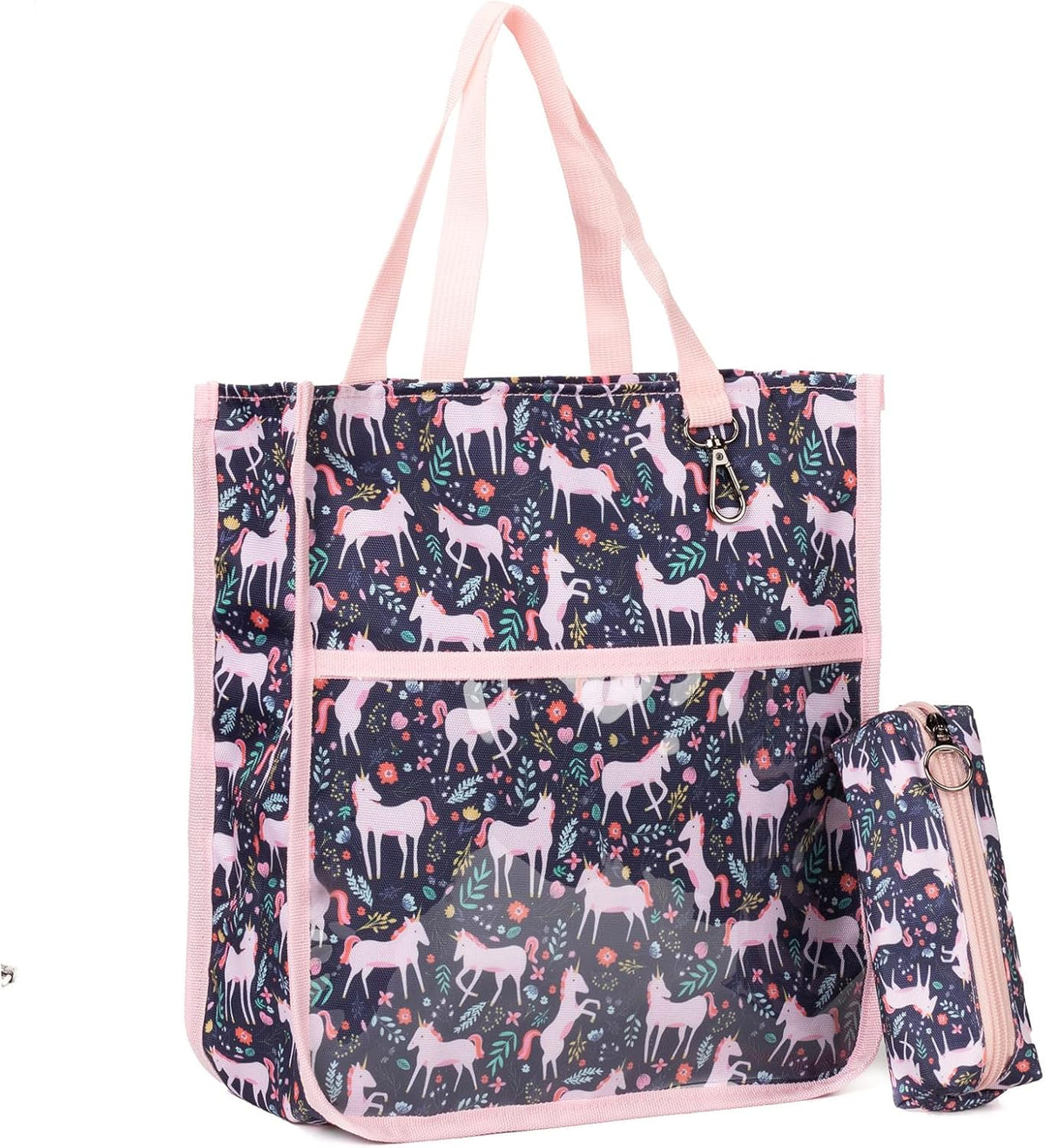 Kids Cute Tote Bags for Boys Girls Ages 4-16,Handbags with Pencil Case, Book Tote Bags with Zipper for School and Playtime (pink)