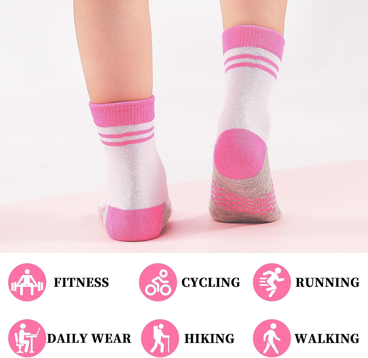 12 Pairs Girls Crew Socks,Kids Athletic School Socks Ages 2-14