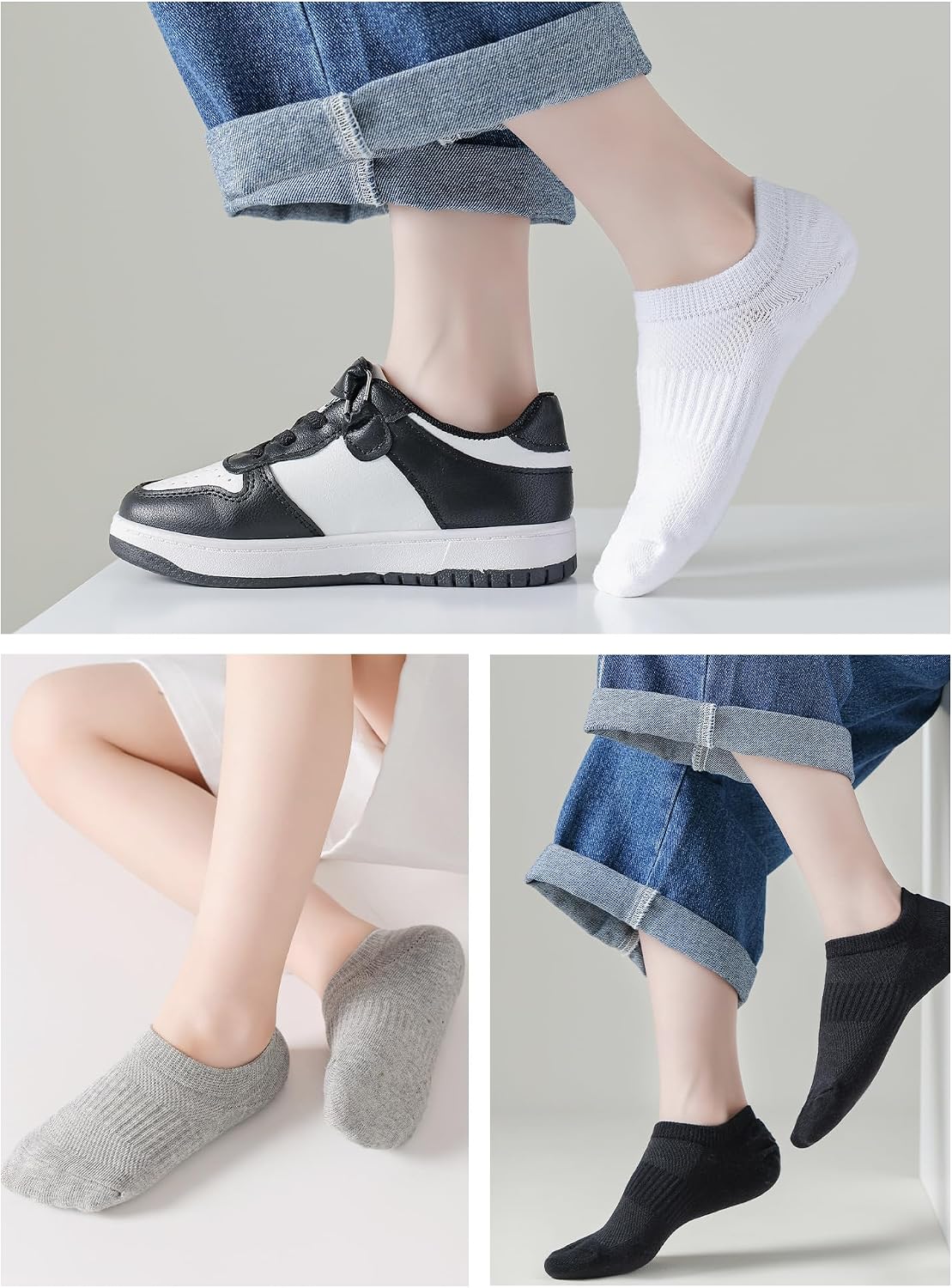 Kids No Show Socks Boys Girls Cotton Athletic Ankle Socks Low Cut 4/8 Pairs