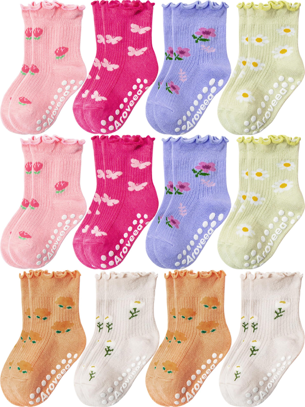 Baby Toddler Socks Grip Non Slip Boys Girls Kids Cotton 12 Pack Ankle Socks
