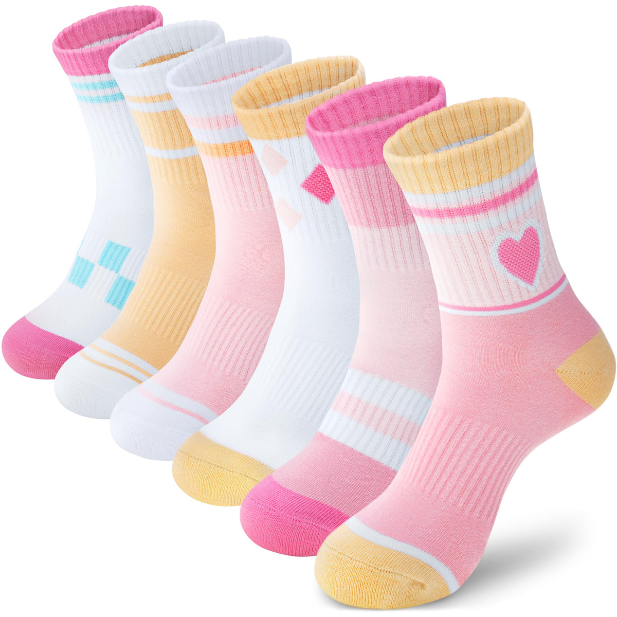 ANTSANG Kids Boys Girls Athletic Cotton Socks,6 Pairs Youth Teen Crew Socks