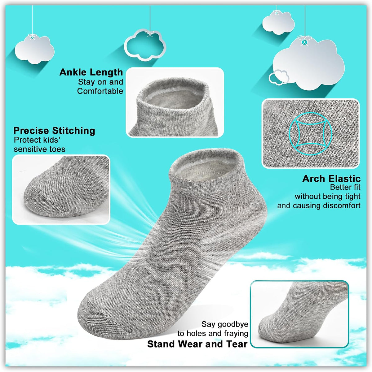 Toddler Socks 30 Pairs Kids Low Cut Socks 1-14 Years