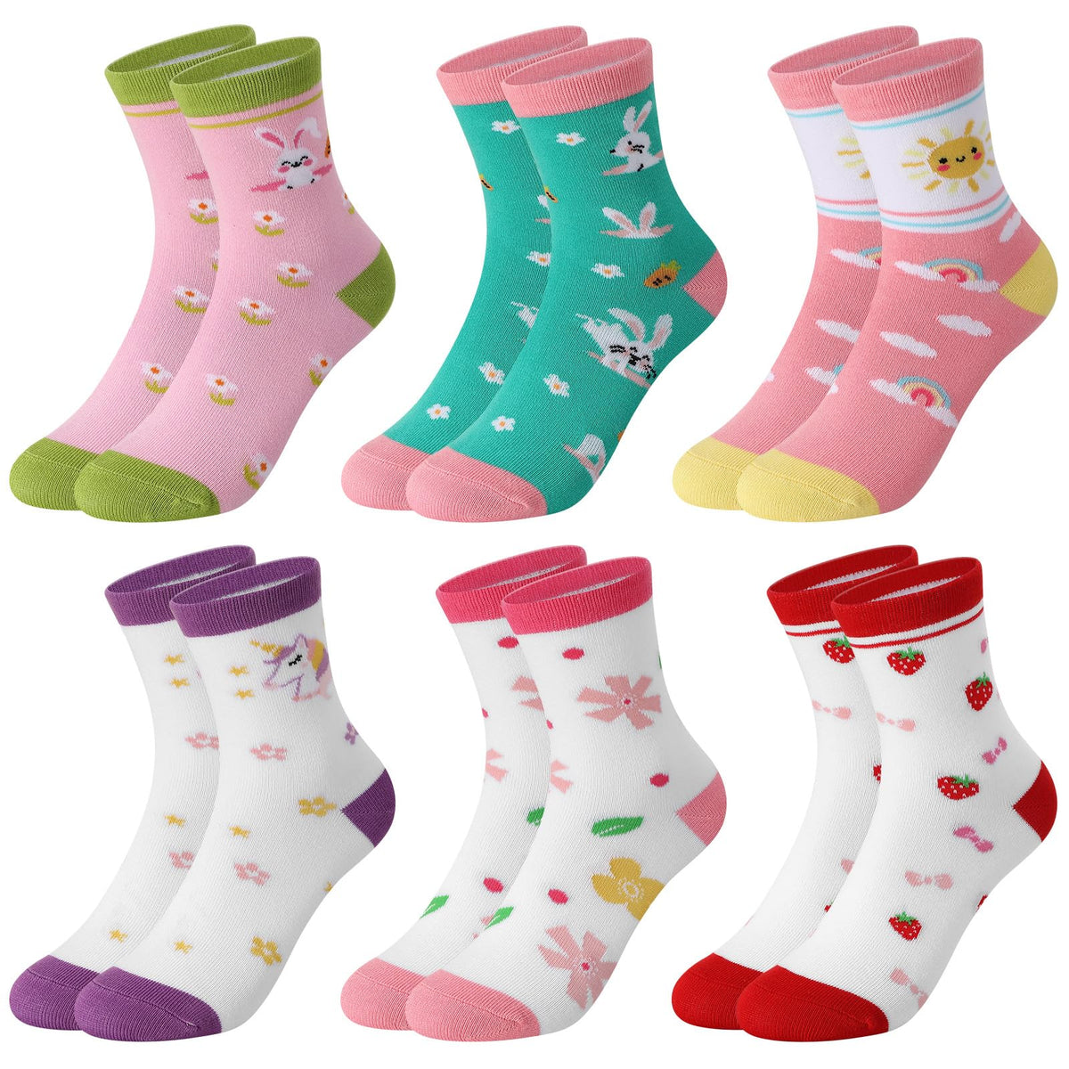Jspupifip 6 Pairs Girls Crew Athletic Socks