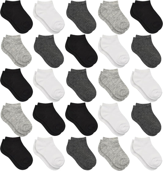 Kids Socks - 25 Pairs Toddler Ankle Socks Set (1-14 Years Old)