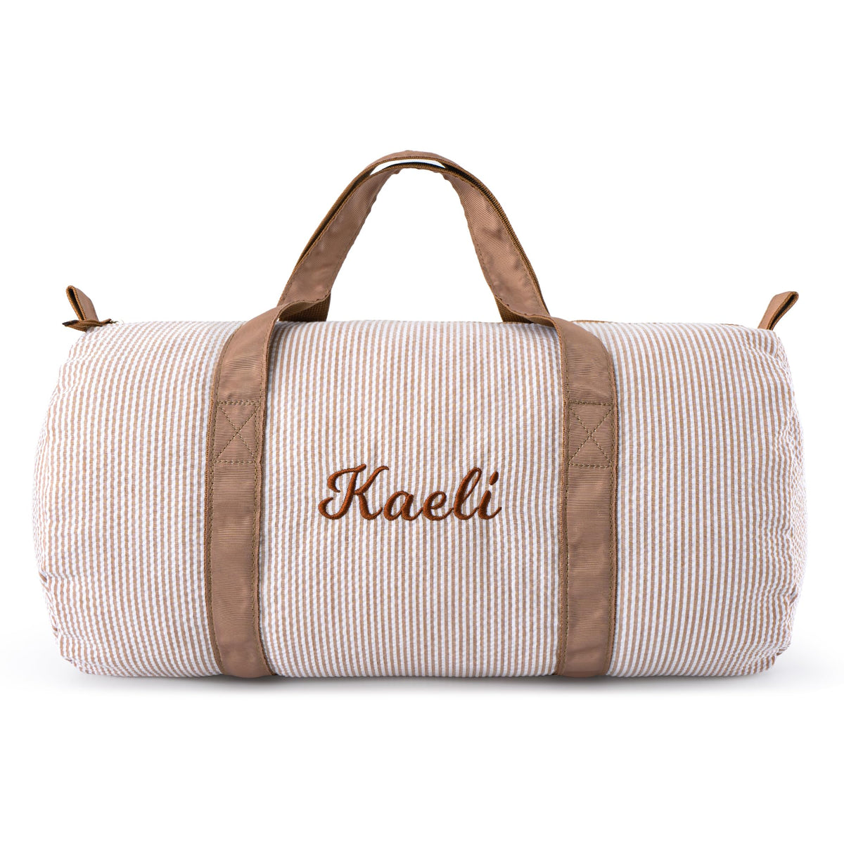 MT WORLD Personalized Duffle Bag for Kid Seersucker Cloth Overnight Duffel Bag with Name Toddler Travel Bag Custom Weekender Bag Child Small Sports Gym Ballet Dance bag Little Girls Boys (Light Blue)