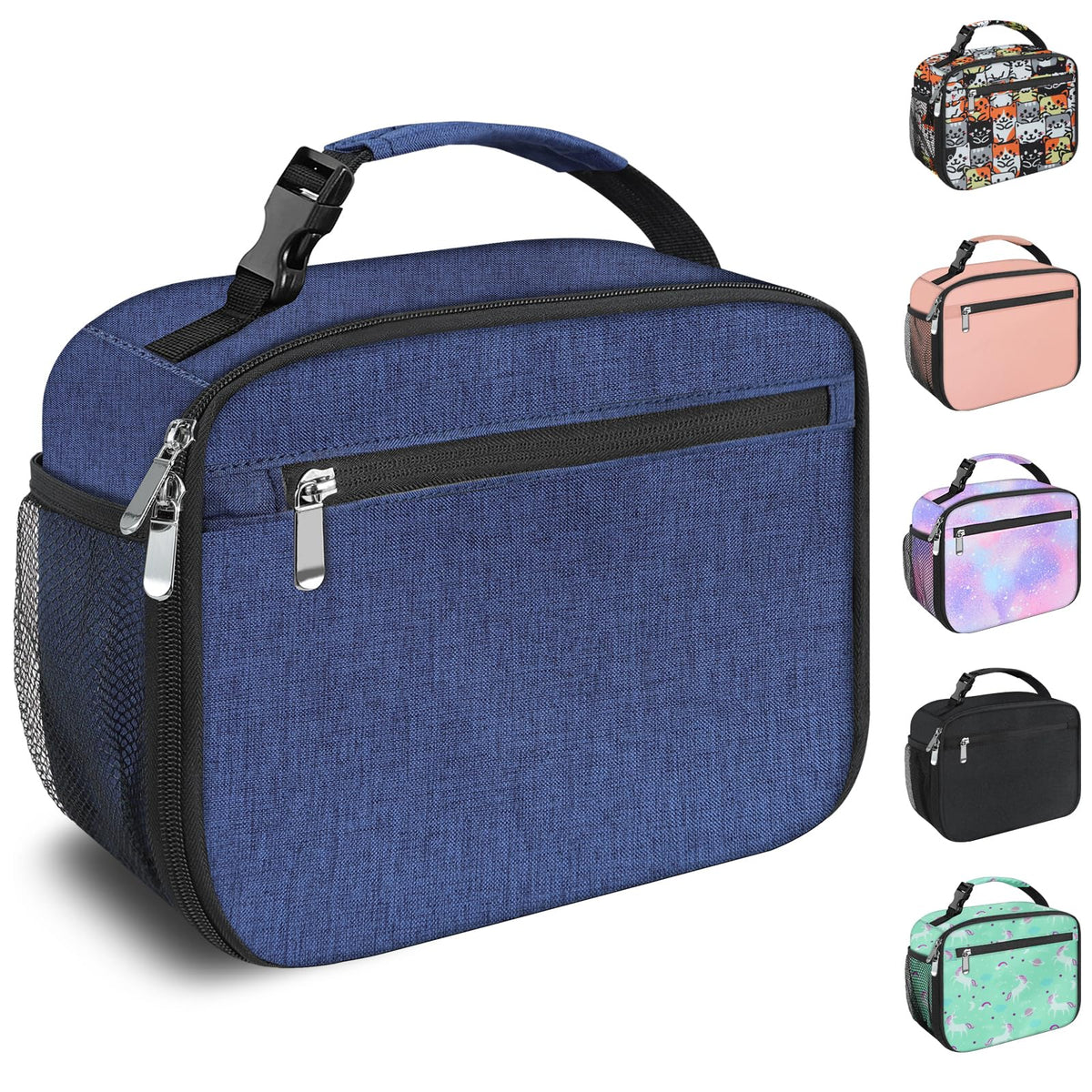 Kids Lunch Box for Boys Girls Lunch Bag Insulated Durable Lunchbox Children Lunch Tote Bag for School Black