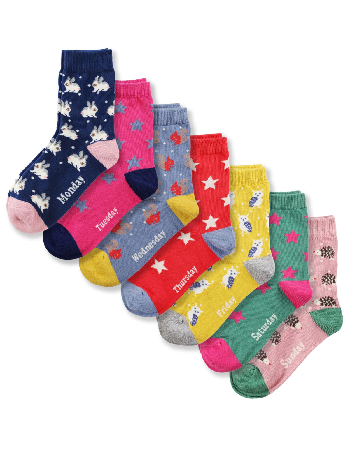 COTTON DAY 7 Days of the Week Kids Girls Cute Fashion Design Socks Gift Box