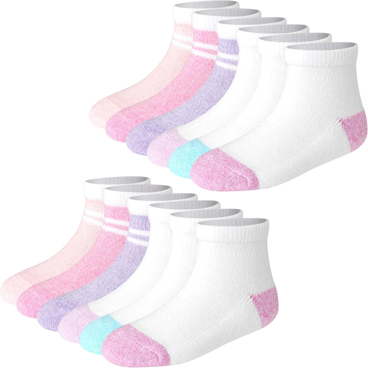 Hanes Baby Ankle and Low Cut Socks, 12-pack, Pure Comfort Socks for Infant & Toddler Girls and Boys - Organic Cotton Blend