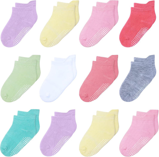 Toddler Non Slip Grip Ankle Socks for 1-7 Years Baby Kids Boys Girls