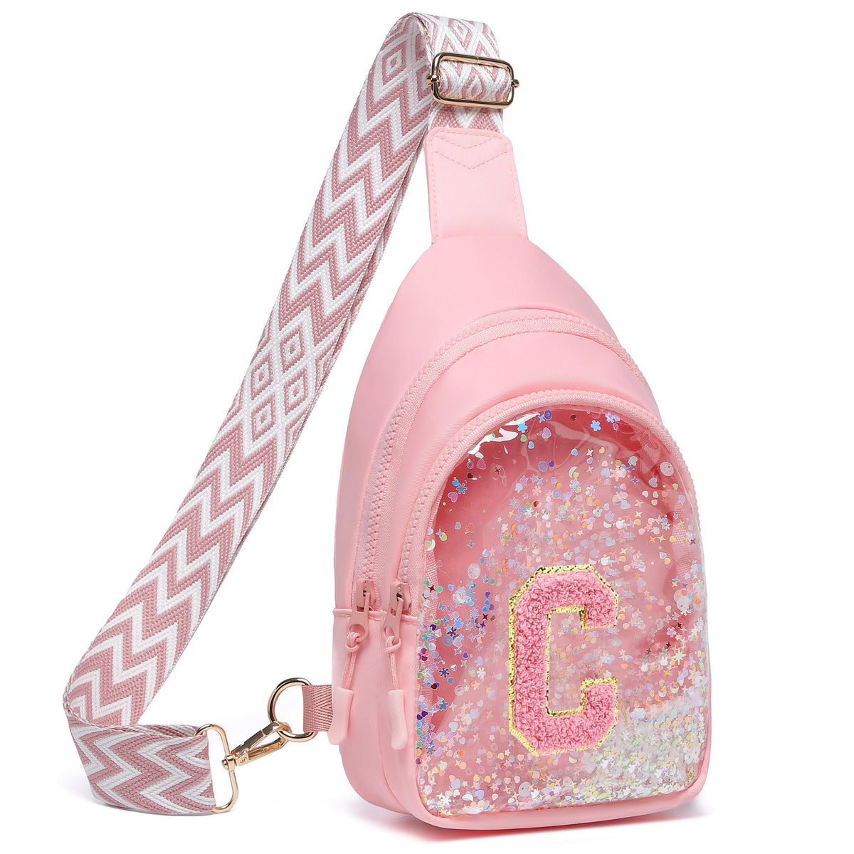 I IHAYNER Clear Initial Sling Bag for Gilrs Crossbody Bag Waist Pack Personalized Gifts for 4 5 6 7 8 9 10 11 12 13 Year Old Girls Purse for Birthday Thanksgiving Gifts for Daughter Sister Purple-B