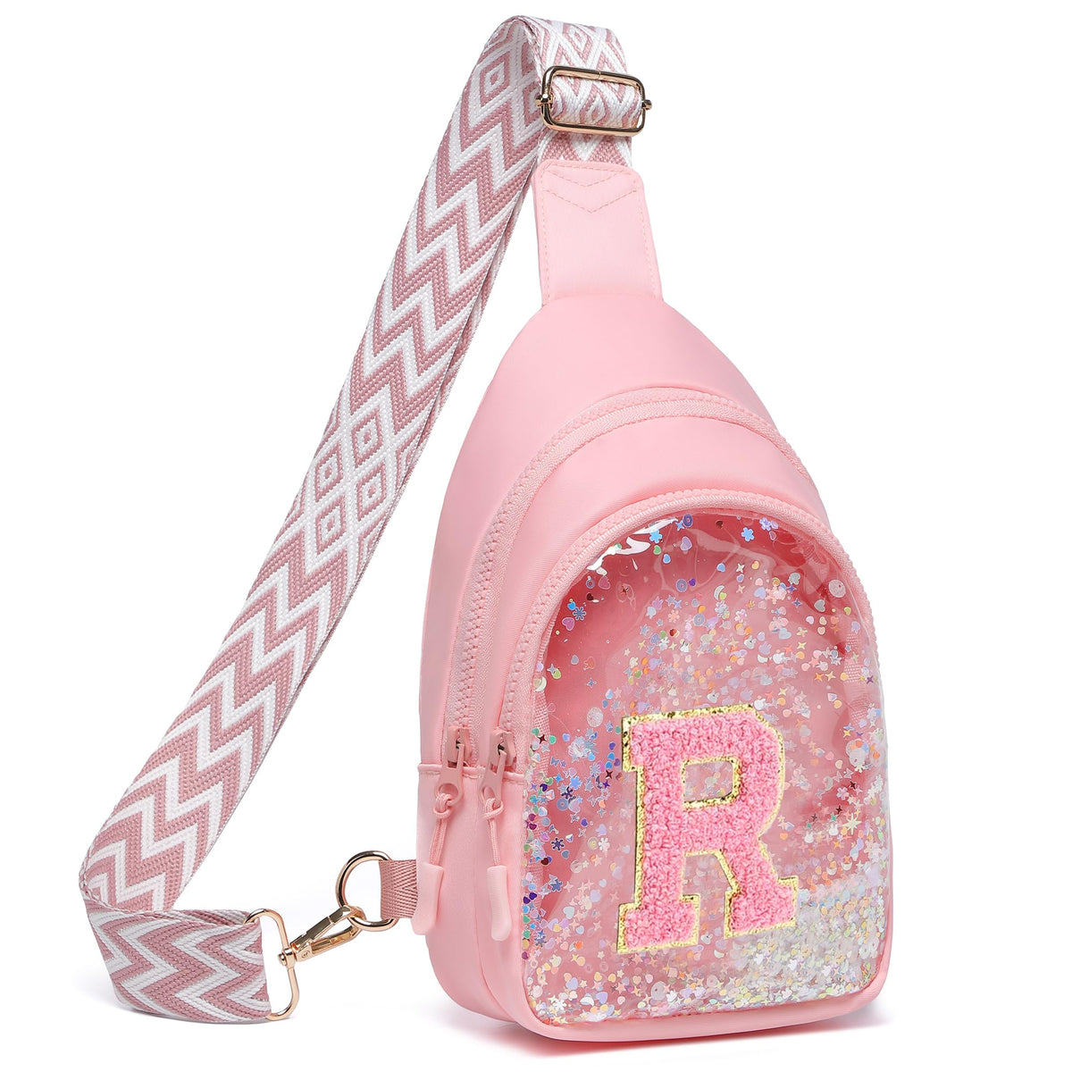 I IHAYNER Clear Initial Sling Bag for Gilrs Crossbody Bag Waist Pack Personalized Gifts for 4 5 6 7 8 9 10 11 12 13 Year Old Girls Purse for Birthday Thanksgiving Gifts for Daughter Sister Purple-B