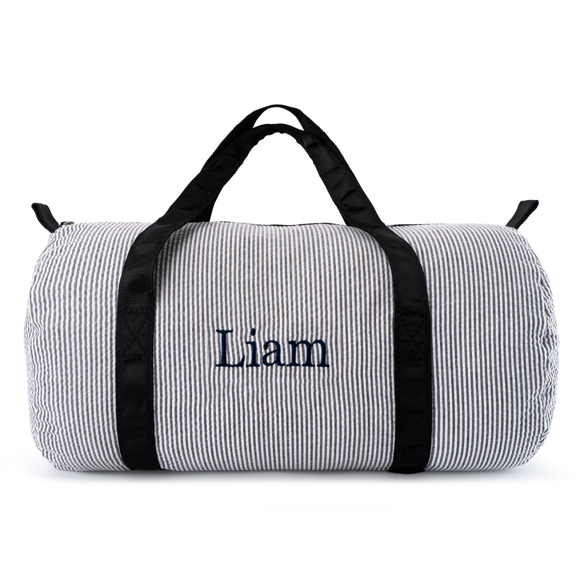 MT WORLD Personalized Duffle Bag for Kid Seersucker Cloth Overnight Duffel Bag with Name Toddler Travel Bag Custom Weekender Bag Child Small Sports Gym Ballet Dance bag Little Girls Boys (Light Blue)