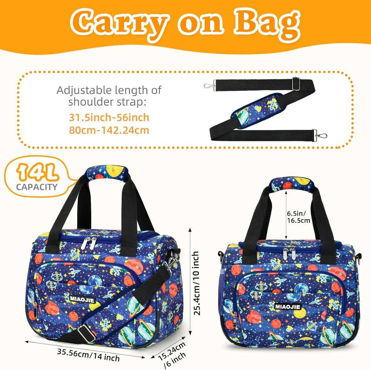 Kids Duffle Bag for Girls Boys, Kids Travel Bags -14IN Outer Space