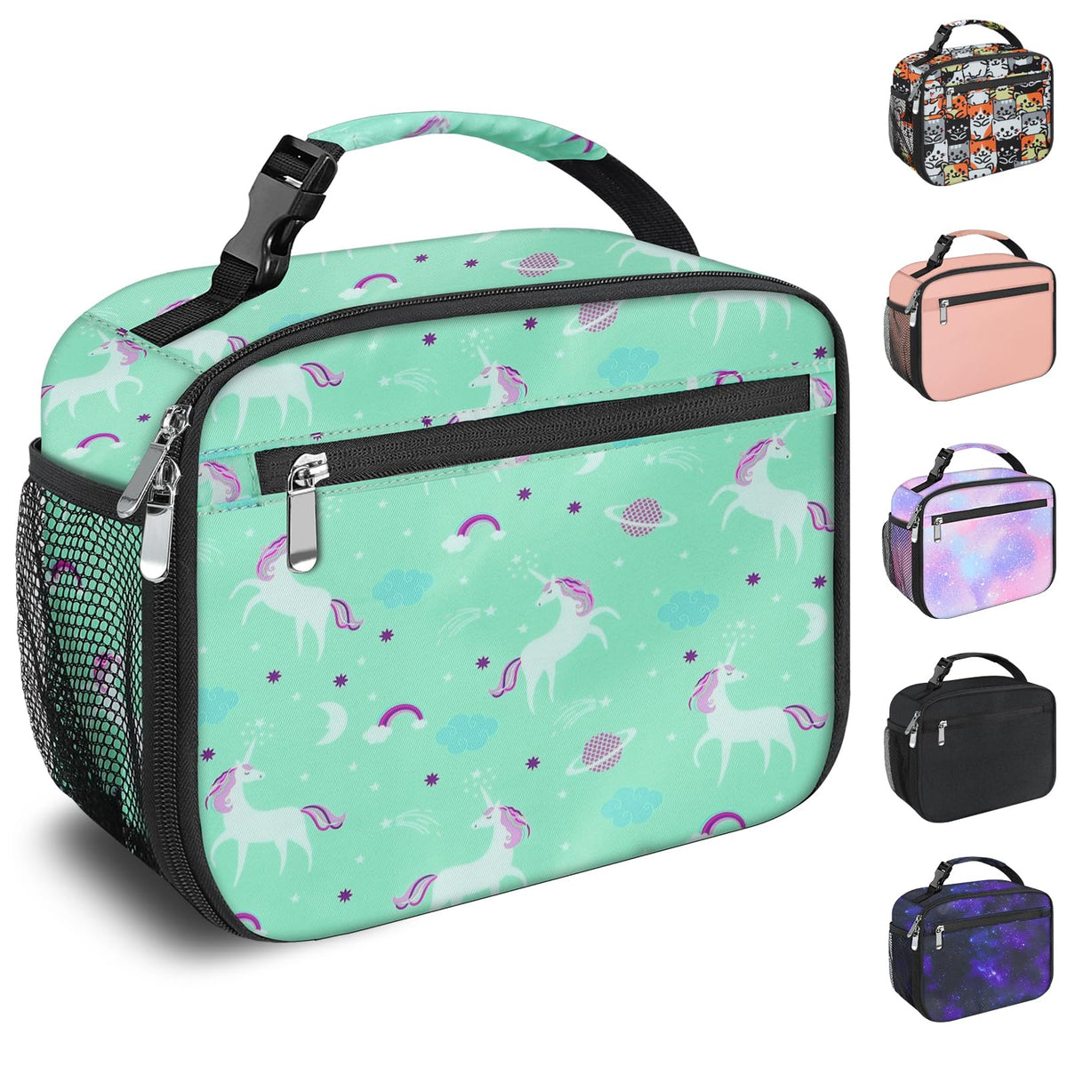 Kids Lunch Box for Boys Girls Lunch Bag Insulated Durable Lunchbox Children Lunch Tote Bag for School Black