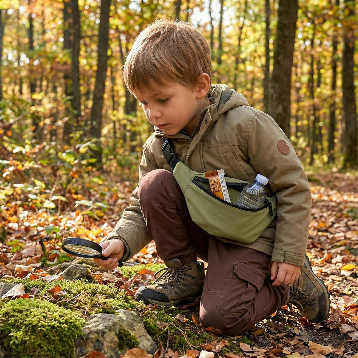 Kids Fanny Pack, Adjustable Crossbody Waist Bag for Boy Girl Military Green