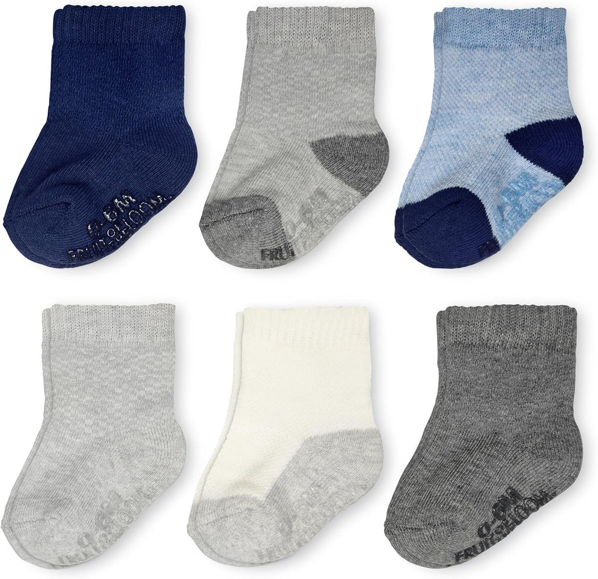 Fruit of the Loom All Weather Baby & Toddler Socks - Cotton Crew Socks with Grips for Boys, Girls and Unisex