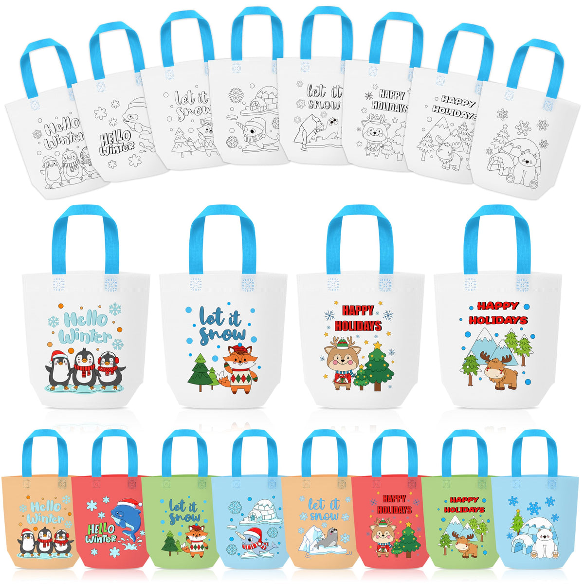 24Pcs Cartoon Coloring Goodie Bags for Kids Party Favor Classroom Reward