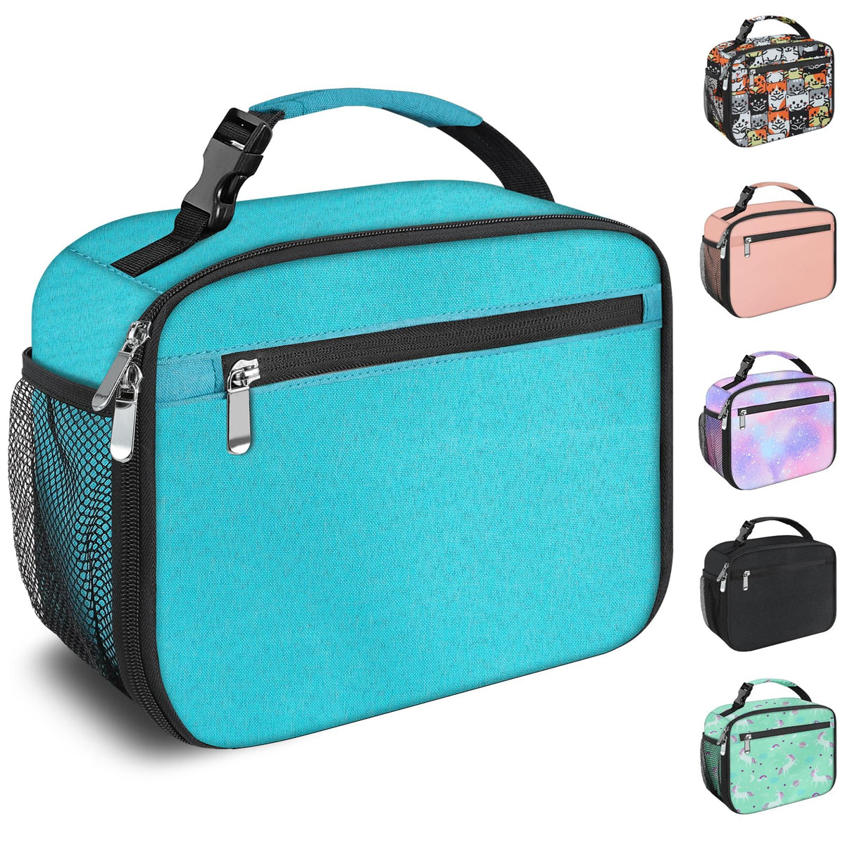 Kids Lunch Box for Boys Girls Lunch Bag Insulated Durable Lunchbox Children Lunch Tote Bag for School Black