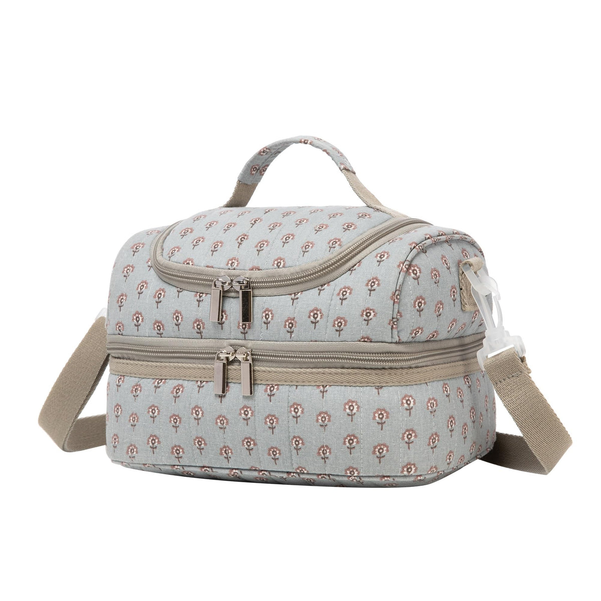 Insulated Kids Dual Compartment Lunch Bags Tote for Girls Boys Toddler Lunch Boxes Pre-School Toddler Kindergarten Elementary Picnic Food Cooler Thermal with Strap (Rainbow Daisies)
