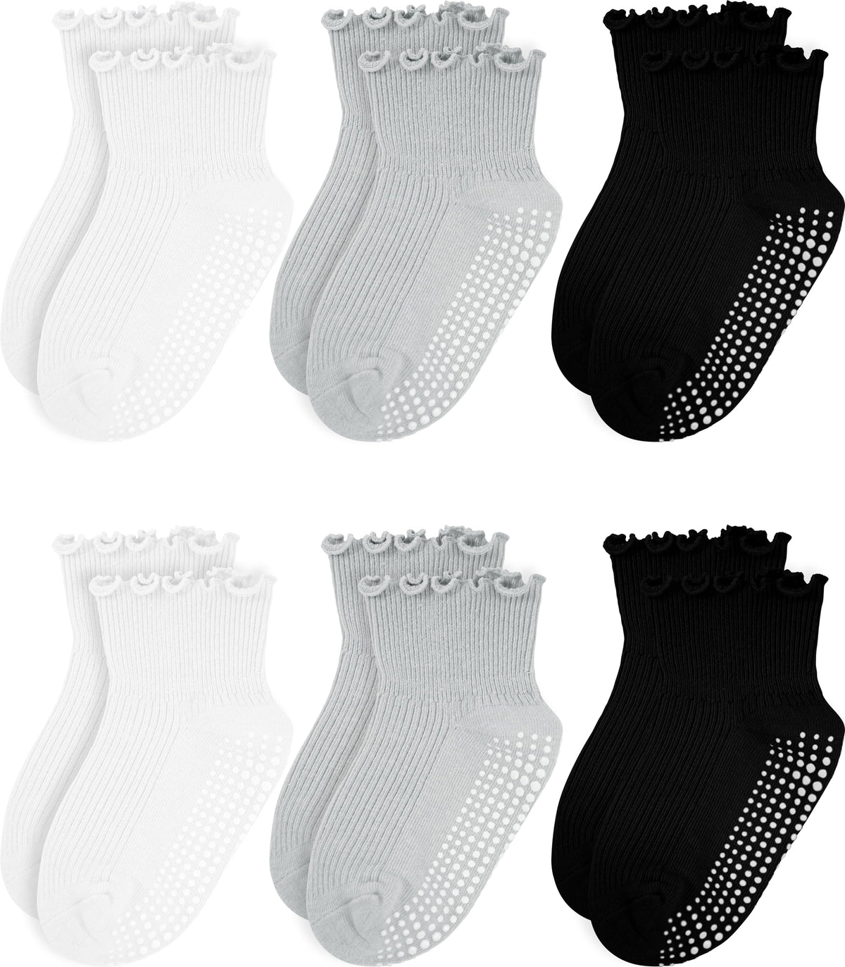 Girls Ruffle Socks Non-Slip Ankle Socks with Grips