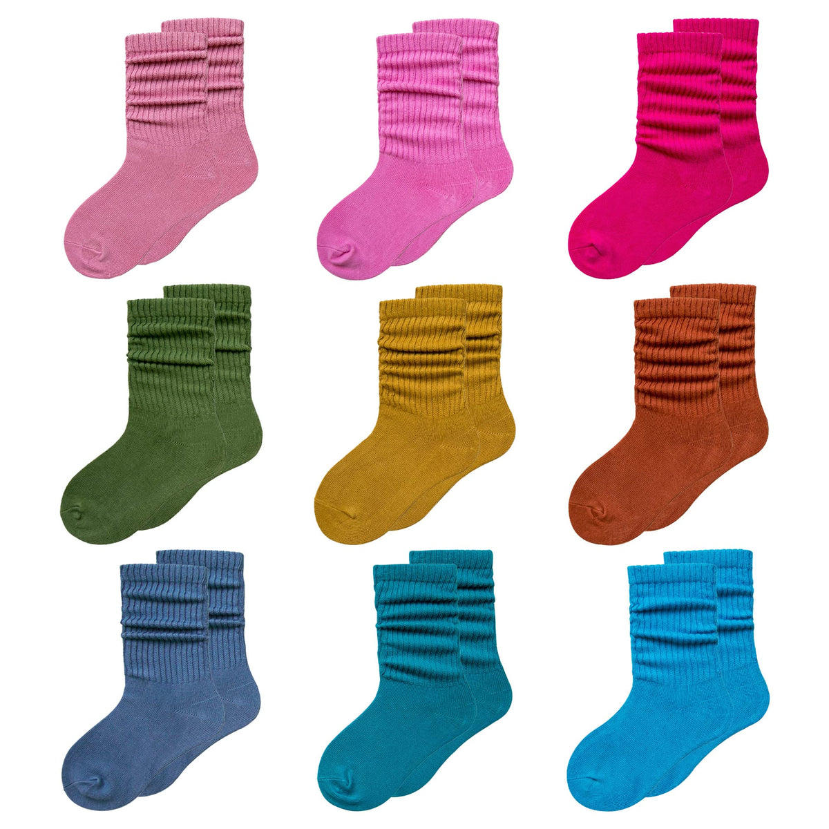 Girls Socks - 9 Pairs Long Slouch Socks for Girls