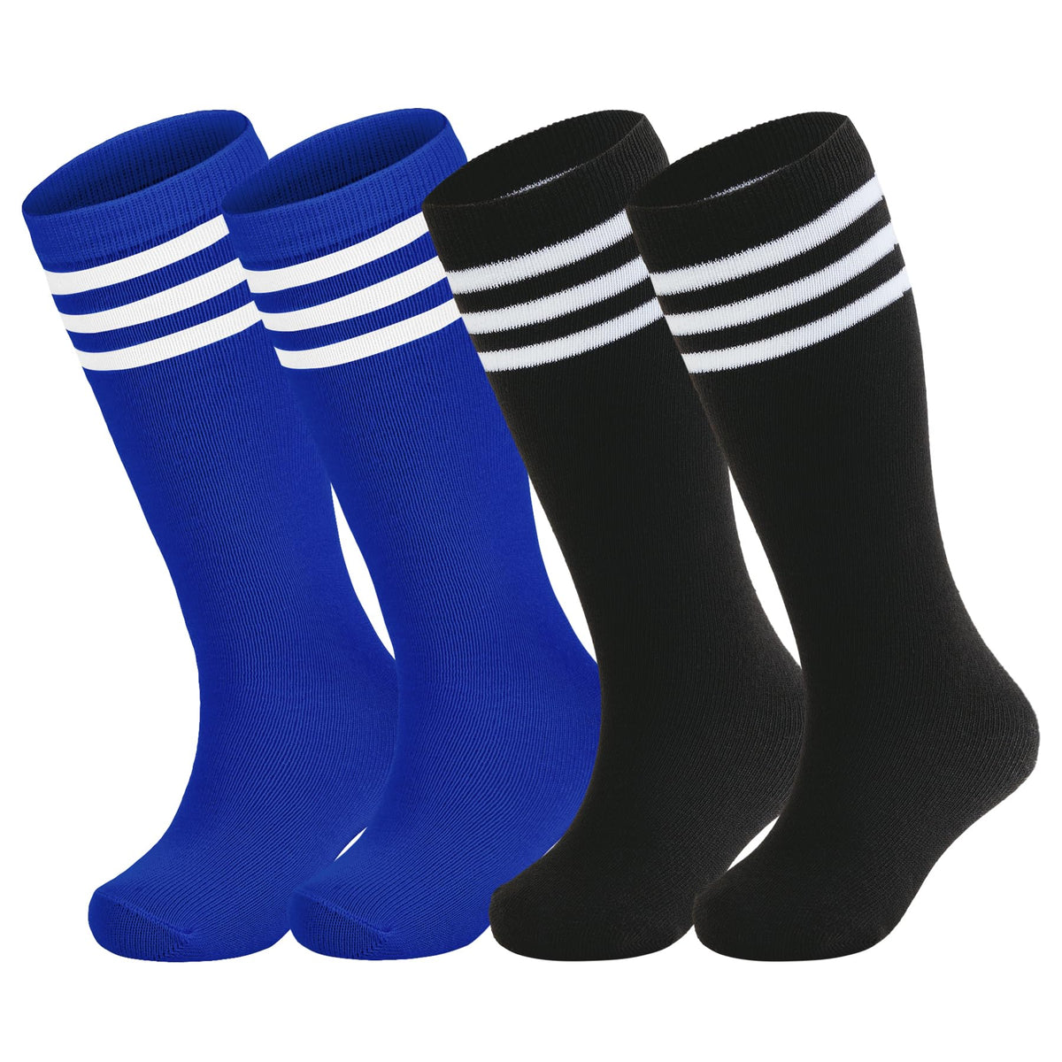 Zando 4 Pairs Kids Soccer Socks Athletic Youth Boys Girls Knee High Socks