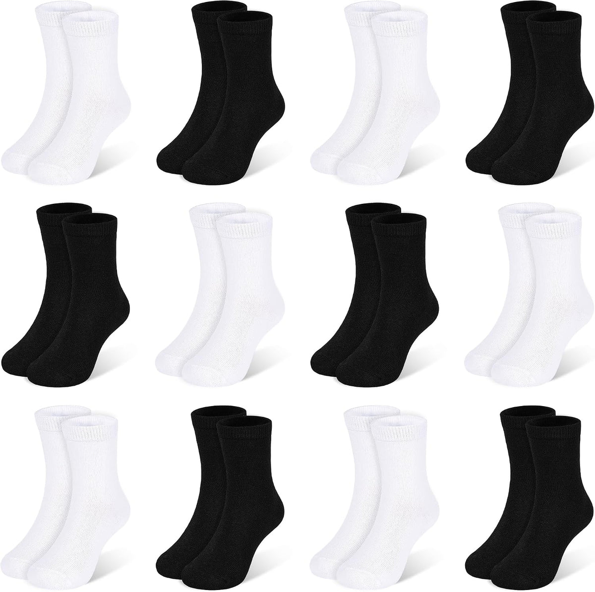 Kids Socks 12 Pairs Crew Socks for Toddler Boys Girls 1-14 Years