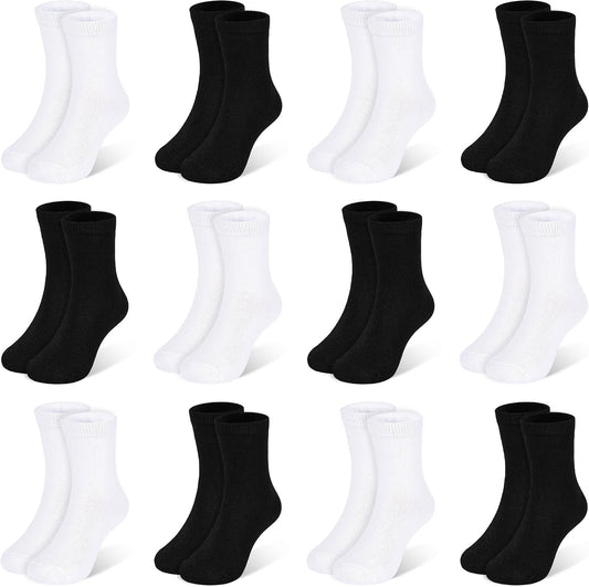 Kids Socks 12 Pairs Crew Socks for Toddler Boys Girls 1-14 Years