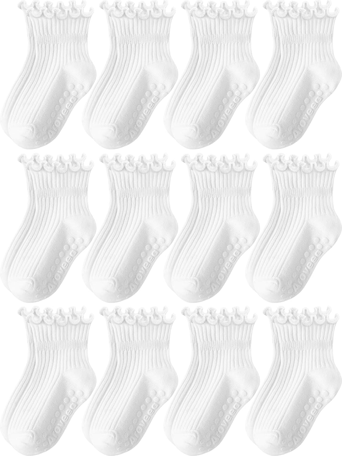 Toddler Girls Socks 12 Pack Grip Kids Cotton Socks for Toddlers 6M-7Years
