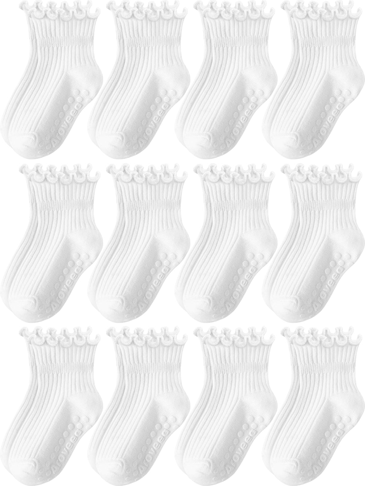 Toddler Girls Socks 12 Pack Grip Kids Cotton Socks for Toddlers 6M-7Years