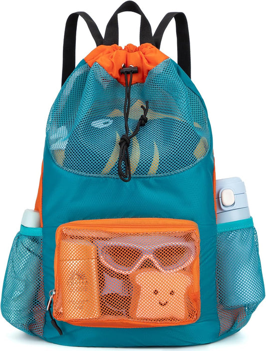 Swim Bag for Kids Mesh Drawstring Backpack for Boys Sport Gym Sackpack