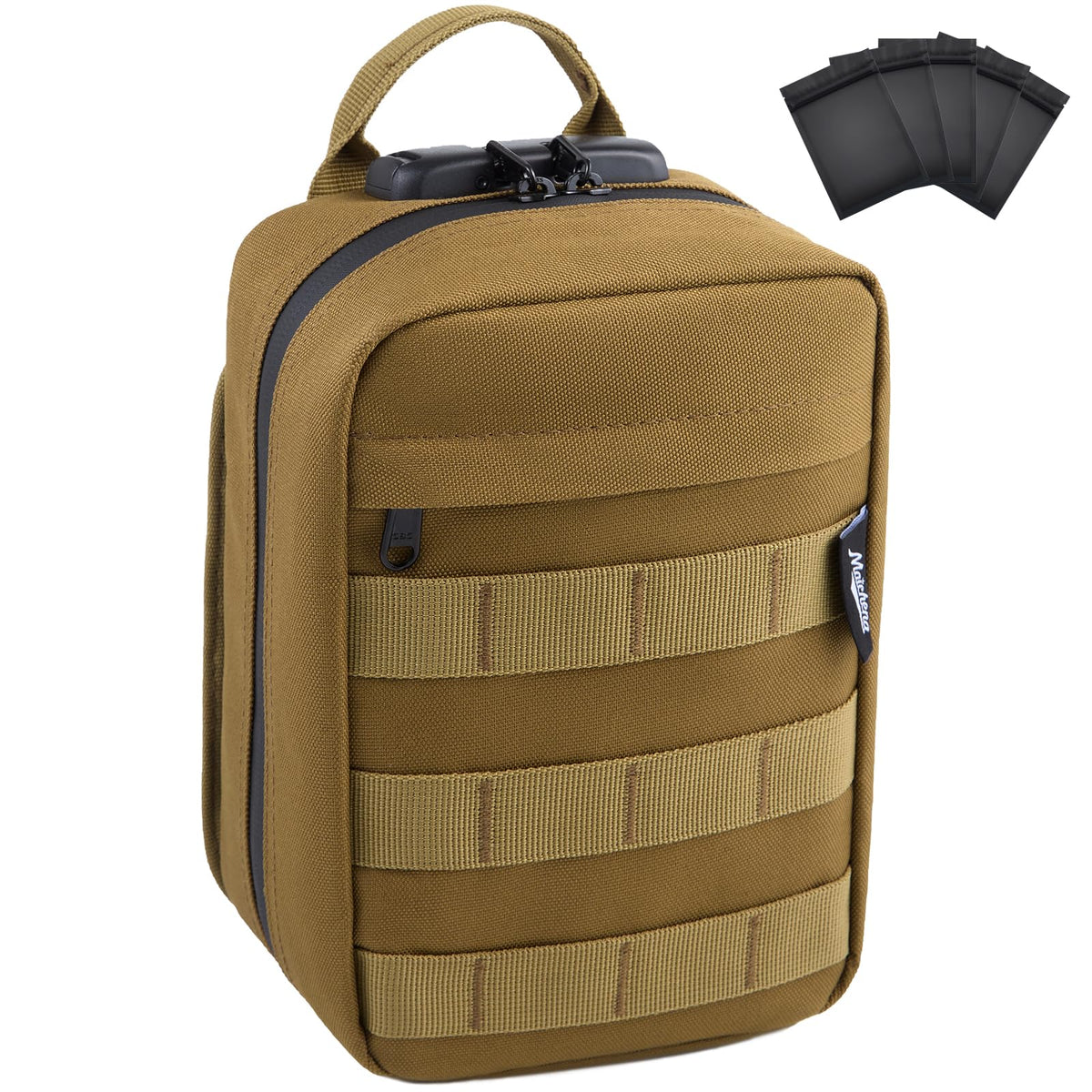 Smell Proof Bag with Combination Lock Travel Medicine Lock Box Carbon Lined Tactical Molle Pouch Mini Money Organizer Container Case