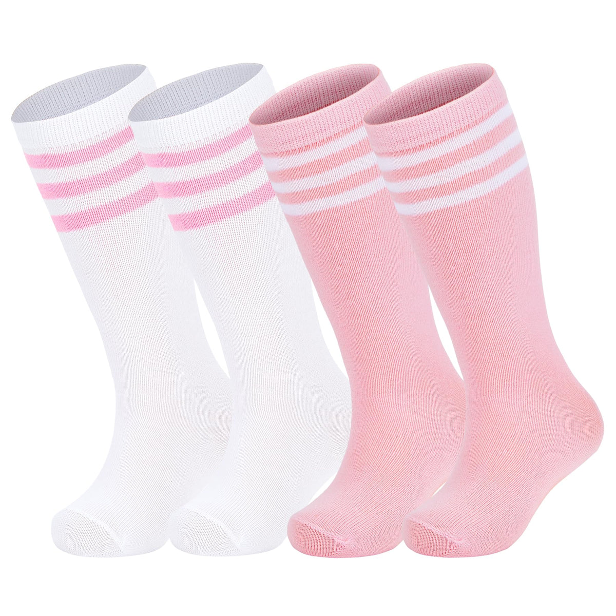 Zando 4 Pairs Kids Soccer Socks Athletic Youth Boys Girls Knee High Socks