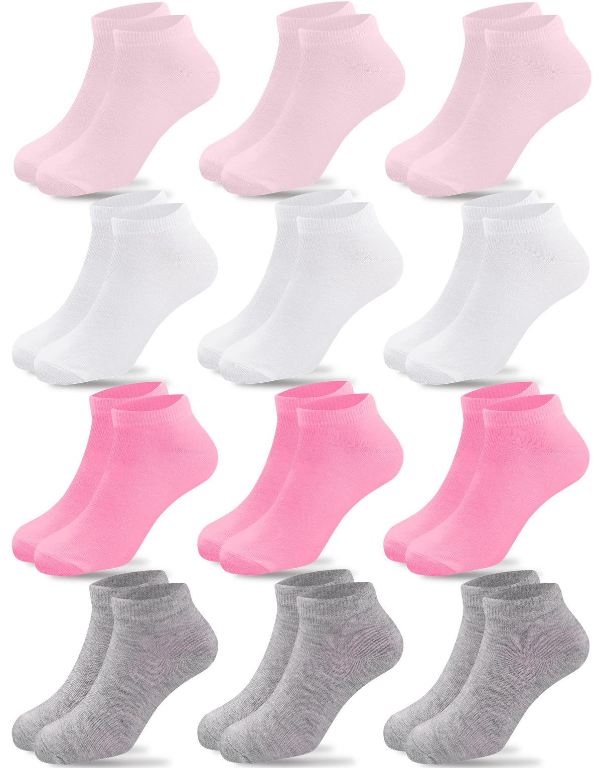 Duufin Girls Socks 12 Pairs Low Cut Ankle Socks for Girls 4-15 Years Old