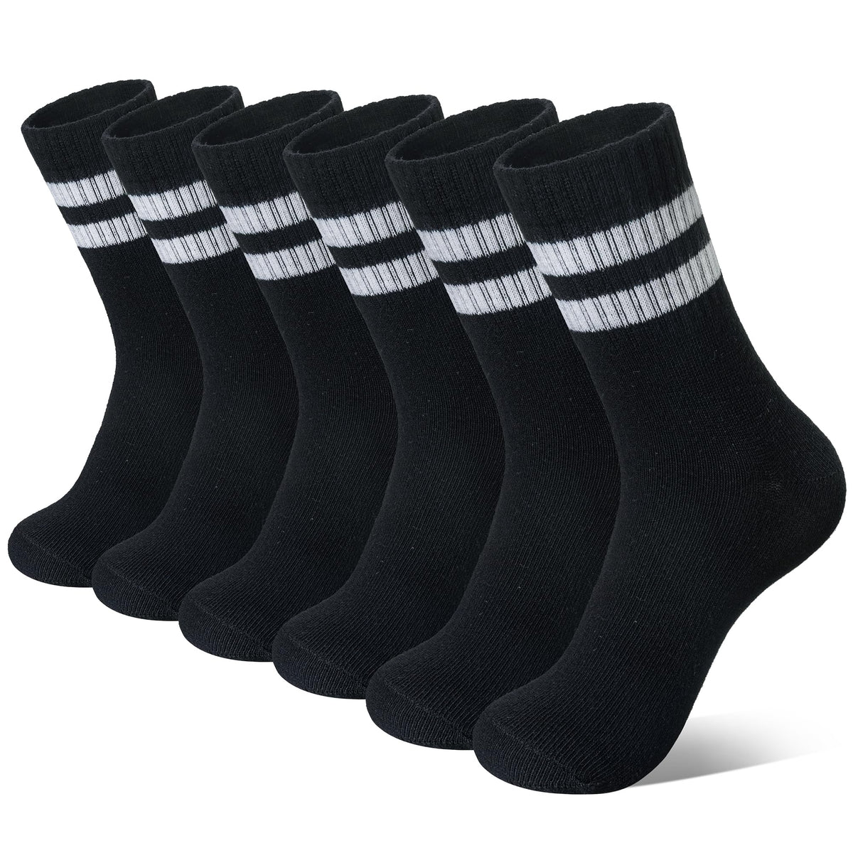 Eyean Kids Athletic Crew Socks Boys Girls Cotton School Uniform Casual Basic Socks 6 Pairs