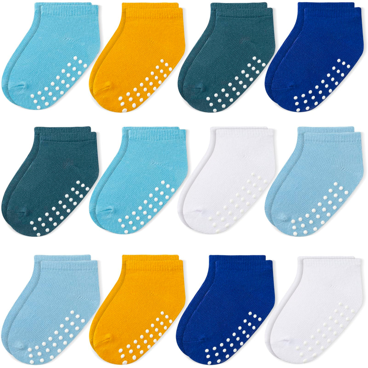 Baby Non-Slip Ankle Socks 12 Pack Soft Cotton for Infant Toddlers Girl Boy