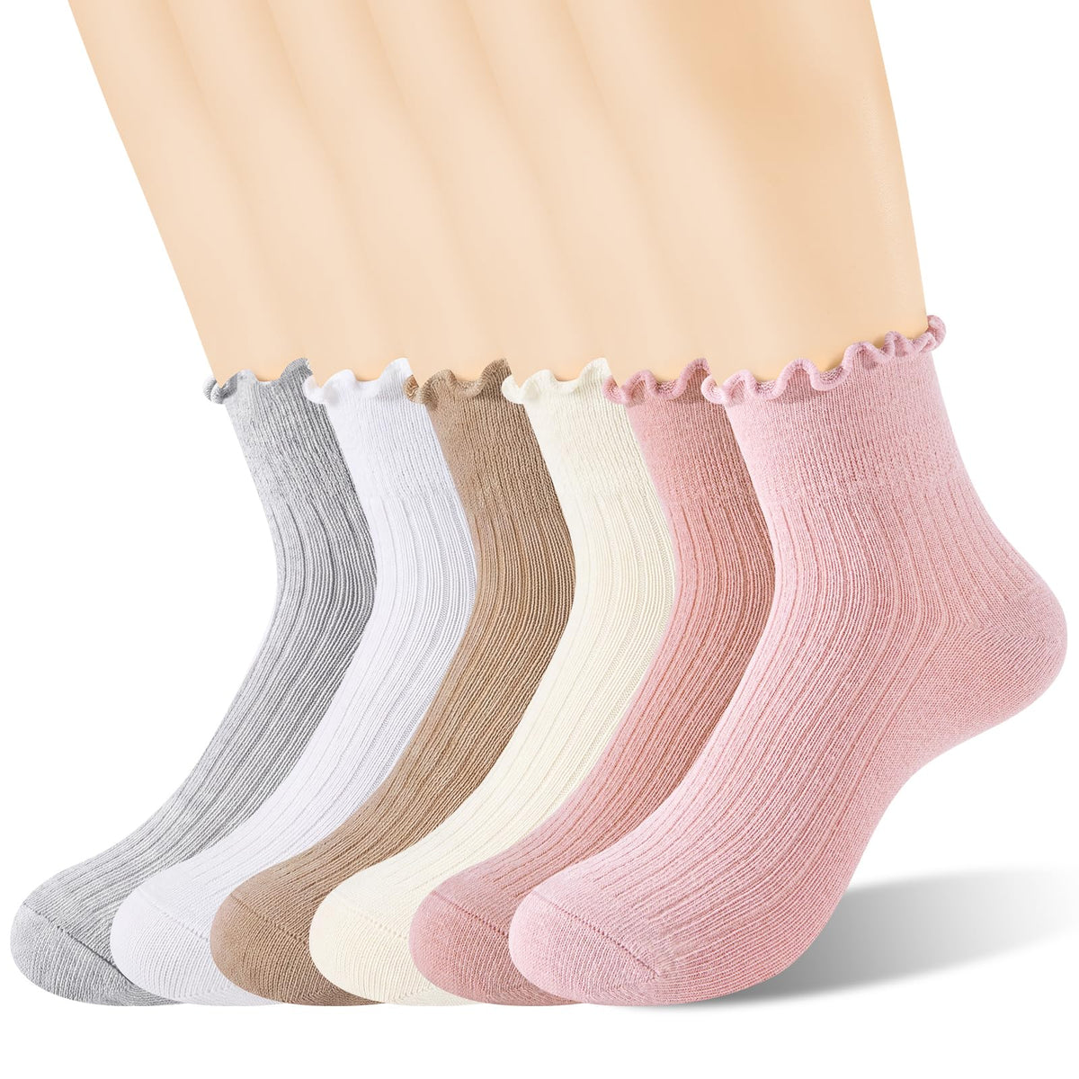 Age 3-10 Girls 100% Cotton Ruffle Socks, Cute Soft Breathable Frilly Dress Socks for Girls