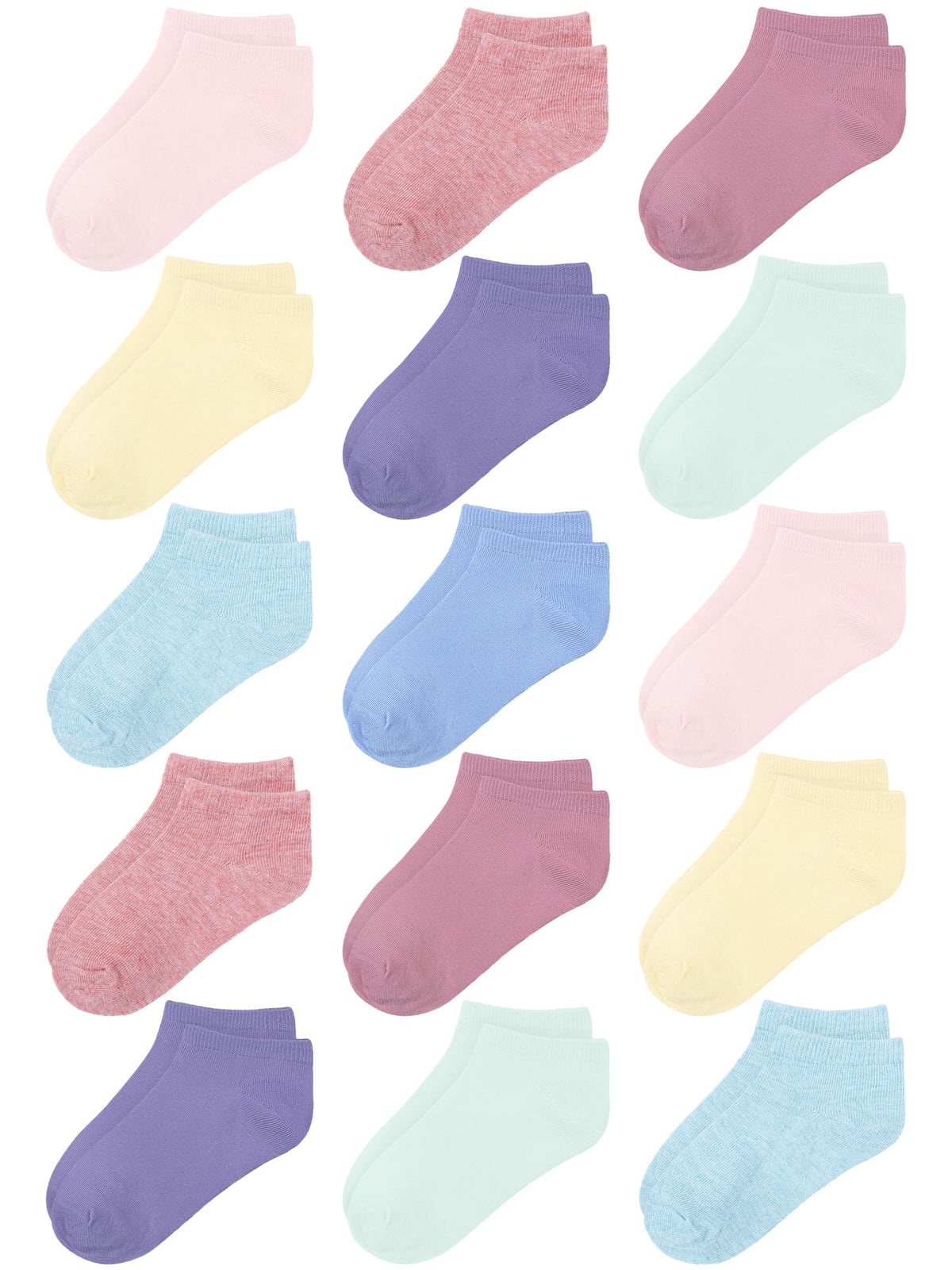 Cooraby 15 Pack Kids' Half Cushion Low Cut Athletic Ankle Socks Boys Girls Ankle Socks