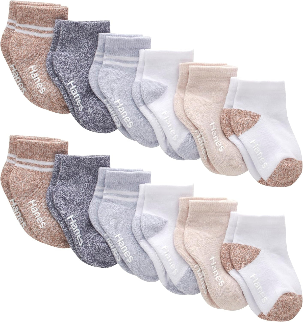Hanes Baby Ankle and Low Cut Socks, 12-pack, Pure Comfort Socks for Infant & Toddler Girls and Boys - Organic Cotton Blend