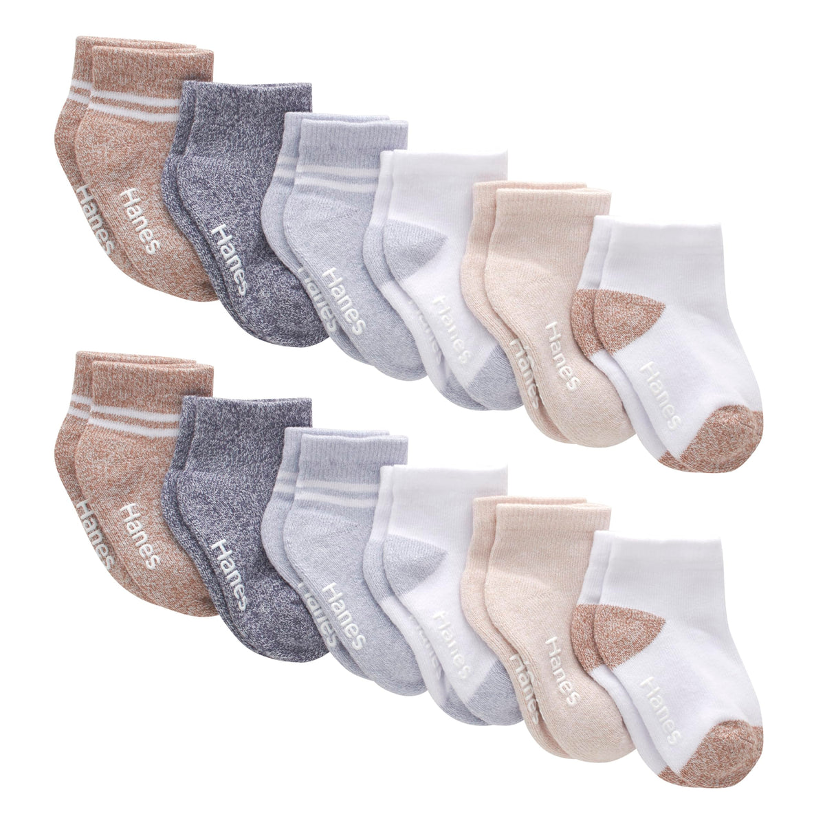 Hanes Baby Ankle and Low Cut Socks, 12-pack, Pure Comfort Socks for Infant & Toddler Girls and Boys - Organic Cotton Blend