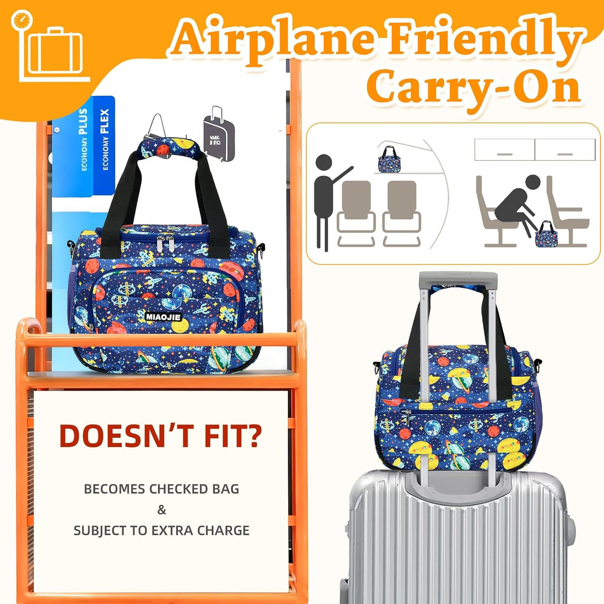 Kids Duffle Bag for Girls Boys, Kids Travel Bags -14IN Outer Space